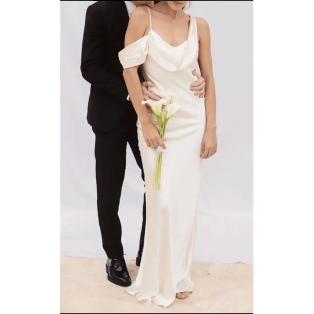 Reformation Ivory Satin Cowl-Neck Maxi Dress - Picture 12 of 12